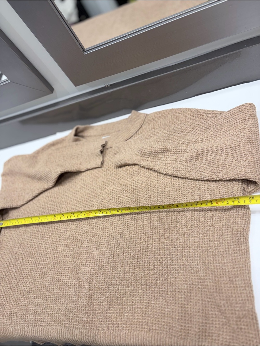 Aerie Tan Waffle Knit Sweater Size M Cozy Oversized - Picture 7 of 8